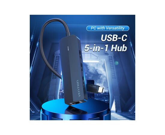 Концентратор Vention USB 3.1 Type-C to 3xUSB 2.0+MicroUSB+RJ45 100M Ethernet black (TGOBB), изображение 2 Концентратор Vention USB 3.1 Type-C to 3xUSB 2.0+MicroUSB+RJ45 100M Ethernet black (TGOBB), изображение 2