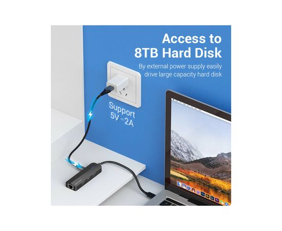 Концентратор Vention USB 3.1 Type-C to 3xUSB 2.0+MicroUSB+RJ45 100M Ethernet black (TGOBB), изображение 4 Концентратор Vention USB 3.1 Type-C to 3xUSB 2.0+MicroUSB+RJ45 100M Ethernet black (TGOBB), изображение 4
