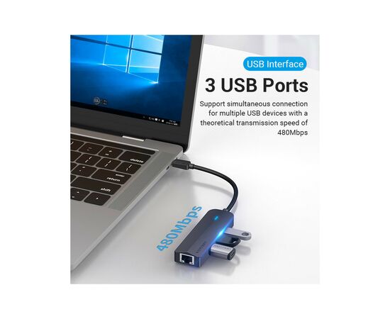 Концентратор Vention USB 3.1 Type-C to 3xUSB 2.0+MicroUSB+RJ45 100M Ethernet black (TGOBB), изображение 6 Концентратор Vention USB 3.1 Type-C to 3xUSB 2.0+MicroUSB+RJ45 100M Ethernet black (TGOBB), изображение 6