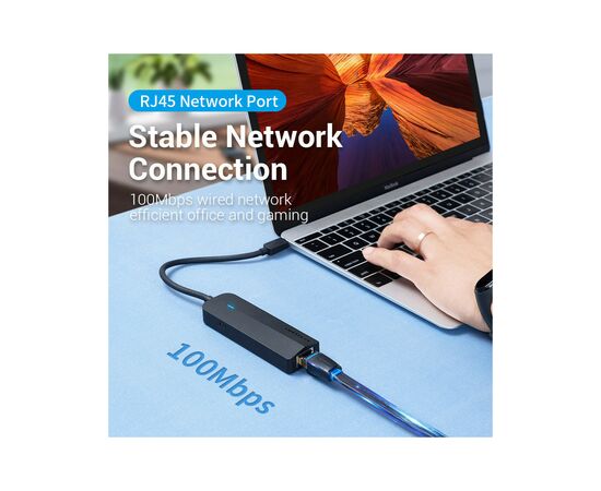 Концентратор Vention USB 3.1 Type-C to 3xUSB 2.0+MicroUSB+RJ45 100M Ethernet black (TGOBB), изображение 7 Концентратор Vention USB 3.1 Type-C to 3xUSB 2.0+MicroUSB+RJ45 100M Ethernet black (TGOBB), изображение 7