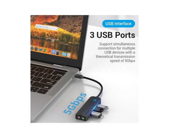 Концентратор Vention USB 3.1 Type-C to 3xUSB 3.0+MicroUSB+3.5mm Sound Adapter black (TGQBB), изображение 4 Концентратор Vention USB 3.1 Type-C to 3xUSB 3.0+MicroUSB+3.5mm Sound Adapter black (TGQBB), изображение 4