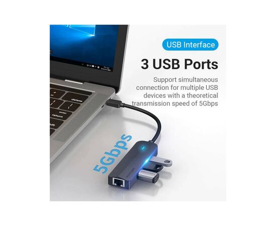 Концентратор Vention USB 3.1 Type-C to 3xUSB 3.0+MicroUSB+RJ45 100M Ethernet black (TGPBB), изображение 6 Концентратор Vention USB 3.1 Type-C to 3xUSB 3.0+MicroUSB+RJ45 100M Ethernet black (TGPBB), изображение 6