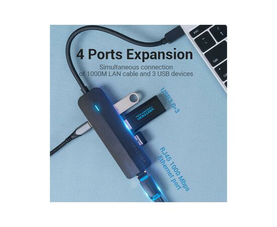 Концентратор Vention USB 3.1 Type-C to 3xUSB 3.0+MicroUSB+RJ45 100M Ethernet black (TGPBB), изображение 7 Концентратор Vention USB 3.1 Type-C to 3xUSB 3.0+MicroUSB+RJ45 100M Ethernet black (TGPBB), изображение 7