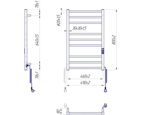 Полотенцесушитель MARIO 2.2.1608.03.BM, изображение 2 Полотенцесушитель MARIO 2.2.1608.03.BM, изображение 2