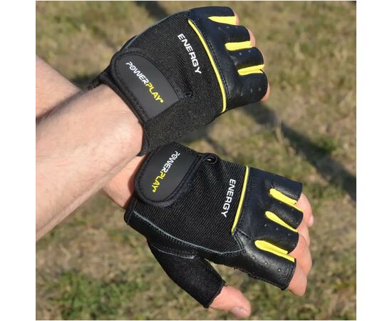 Перчатки для фитнеса PowerPlay 9058 Energy чорно-жовті L (PP_9058_L_Energy), изображение 6
