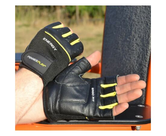 Перчатки для фитнеса PowerPlay 9058 Energy чорно-жовті S (PP_9058_S_Energy), изображение 4
