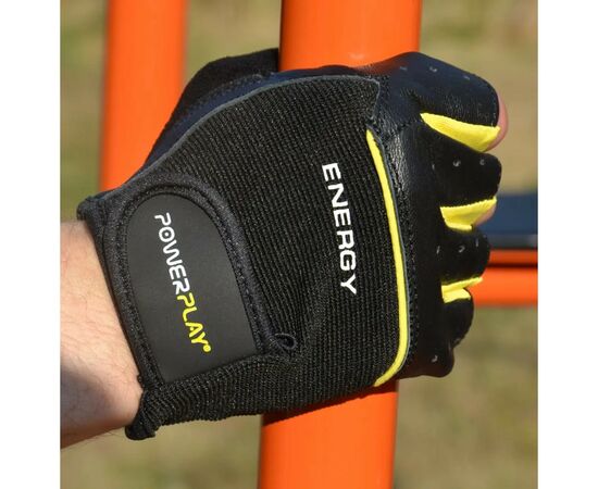 Перчатки для фитнеса PowerPlay 9058 Energy чорно-жовті S (PP_9058_S_Energy), изображение 5