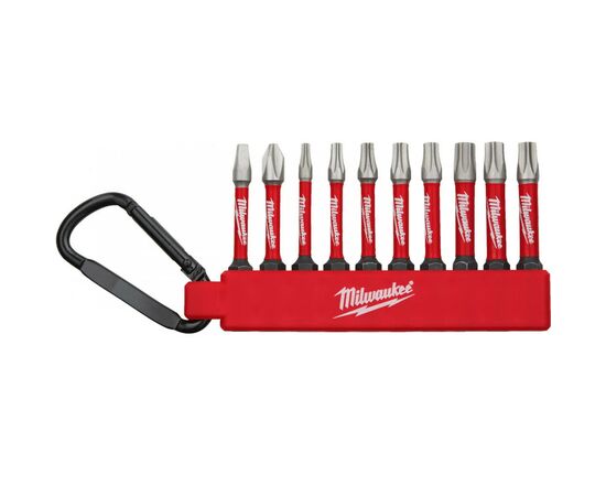 Набір біт Milwaukee SHOCKWAVE carabiner 2 (10 шт) 4xPH2, 4xPZ2, 1xTX20, 1xTX25 (4932492939)