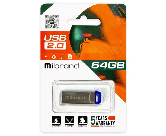 USB флеш накопитель Mibrand 64GB Falcon Silver-Blue USB 2.0 (MI2.0/FA64U7U), изображение 2 USB флеш накопитель Mibrand 64GB Falcon Silver-Blue USB 2.0 (MI2.0/FA64U7U), изображение 2