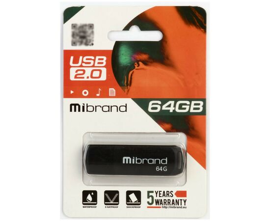 USB флеш накопитель Mibrand 64GB Mink Black USB 2.0 (MI2.0/MI64P4B), изображение 2 USB флеш накопитель Mibrand 64GB Mink Black USB 2.0 (MI2.0/MI64P4B), изображение 2