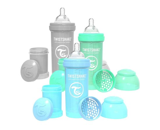 Набір для годування новонароджених Twistshake Value Pack Blue із трьох антиколікових пляшечок 260 мл (78844)