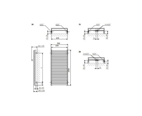 Полотенцесушитель Terma 1050x500 City (WGCIT105050KBCOSX), изображение 3 Полотенцесушитель Terma 1050x500 City (WGCIT105050KBCOSX), изображение 3