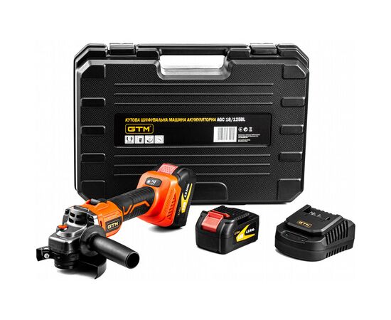 Шлифовальная машина GTM AGC18/125BL, 125мм, 18В, 3000-8500об/мин (без АКБ и ЗУ) (AGC18/125BL_BARE TOOL), изображение 5 Шлифовальная машина GTM AGC18/125BL, 125мм, 18В, 3000-8500об/мин (без АКБ и ЗУ) (AGC18/125BL_BARE TOOL), изображение 5