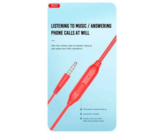 Наушники XO EP57 Red (XO-EP57-RD), изображение 3 Наушники XO EP57 Red (XO-EP57-RD), изображение 3
