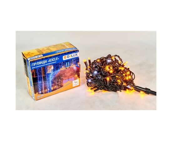 Гірлянда Delux ICICLE 108LED 2x1 м Білий flash Жовтий/Чорний IP44 (90015180)