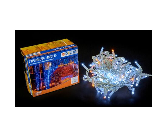 Гирлянда Delux ICICLE 108LED 2x1 м Желтый flash Белый/Белый IP44 (90015177), изображение 2 Гирлянда Delux ICICLE 108LED 2x1 м Желтый flash Белый/Белый IP44 (90015177), изображение 2