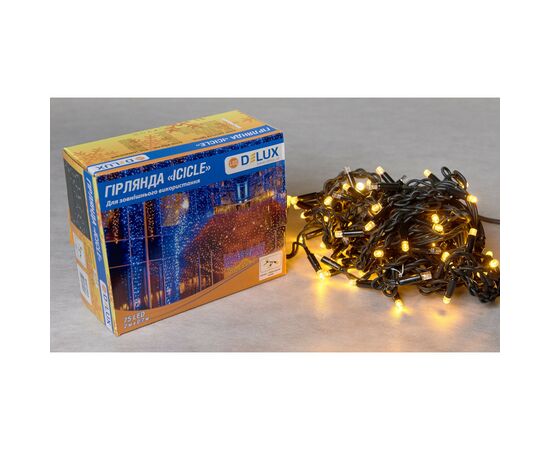 Гирлянда Delux ICICLE 75 LED 2 x 0.7 м IP44 EN Желтый/черный (90016591), изображение 2 Гирлянда Delux ICICLE 75 LED 2 x 0.7 м IP44 EN Желтый/черный (90016591), изображение 2