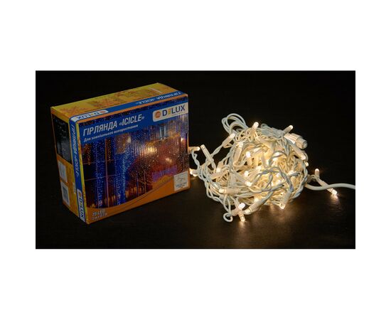 Гирлянда Delux ICICLE 75 LED 2 x 0.7 м IP44 EN Теплый белый/белый (90016594), изображение 2 Гирлянда Delux ICICLE 75 LED 2 x 0.7 м IP44 EN Теплый белый/белый (90016594), изображение 2