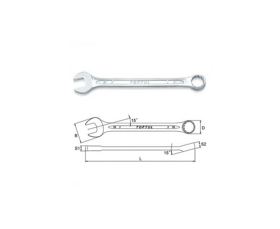 Ключ Toptul гайковий комбінований 9мм (AAEB0909), зображення 2 Ключ Toptul гайковий комбінований 9мм (AAEB0909), зображення 2