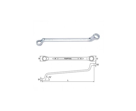 Ключ Toptul гайковий накидний (кут 75 °) 7х8мм (AAEI0708), зображення 2 Ключ Toptul гайковий накидний (кут 75 °) 7х8мм (AAEI0708), зображення 2