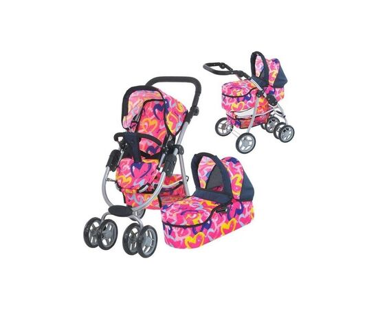 Коляска для кукол Melogo 9662M pink/heart (Melogo 9662M pink/heart), изображение 2 Коляска для кукол Melogo 9662M pink/heart (Melogo 9662M pink/heart), изображение 2