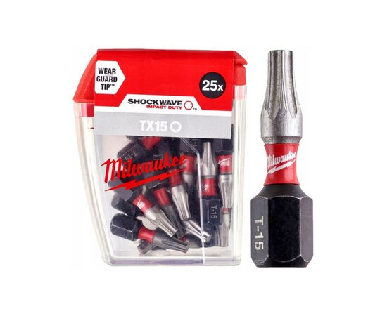Набір біт Milwaukee SHOCKWAVE, TX15, 25мм, 25шт (4932430873), зображення 3 Набір біт Milwaukee SHOCKWAVE, TX15, 25мм, 25шт (4932430873), зображення 3