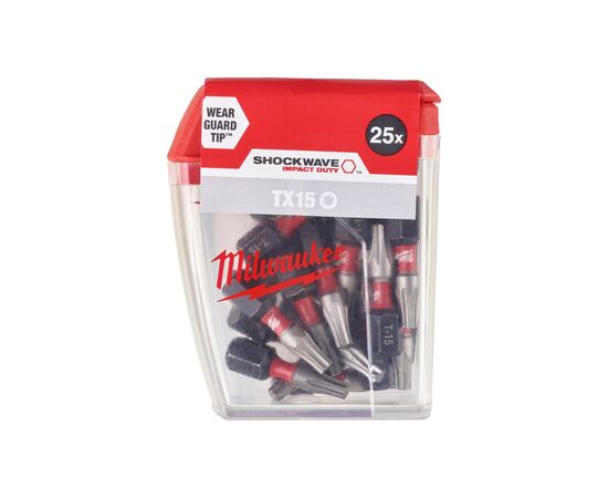 Набір біт Milwaukee SHOCKWAVE, TX15, 25мм, 25шт (4932430873), зображення 4 Набір біт Milwaukee SHOCKWAVE, TX15, 25мм, 25шт (4932430873), зображення 4