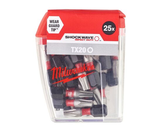 Набор бит Milwaukee SHOCKWAVE, TX20, 25мм, 25шт (4932430875), изображение 3 Набор бит Milwaukee SHOCKWAVE, TX20, 25мм, 25шт (4932430875), изображение 3