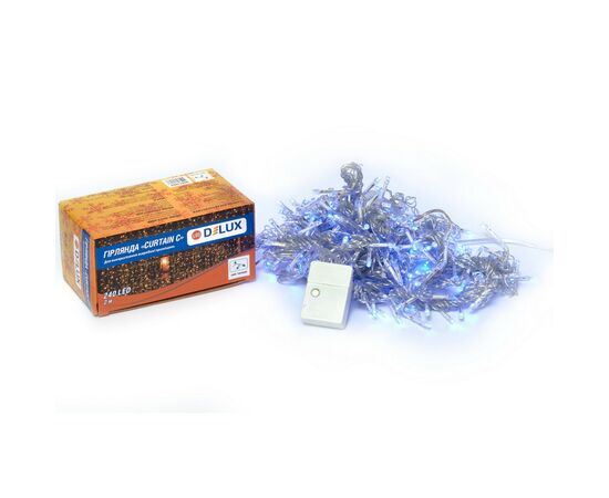 Гирлянда Delux Curtain С 240LED 2х2 м синий/прозрачный IP20 (90017993)