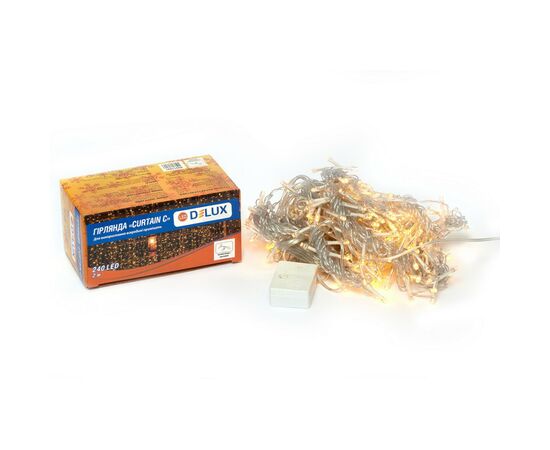 Гірлянда Delux Curtain С 240LED 2х2 м теплий білий/прозорий IP20 (90017991)