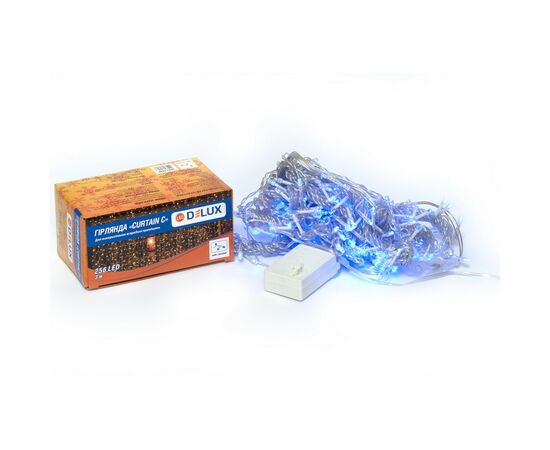 Гирлянда Delux Curtain С 256LED 3х2 м синий/прозрачный IP20 (90017996)