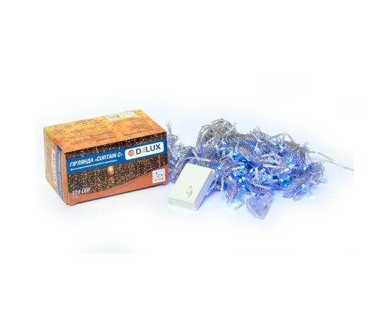 Гірлянда Delux Curtain С 320LED 3х3 м синій/прозорий IP20 (90017999)