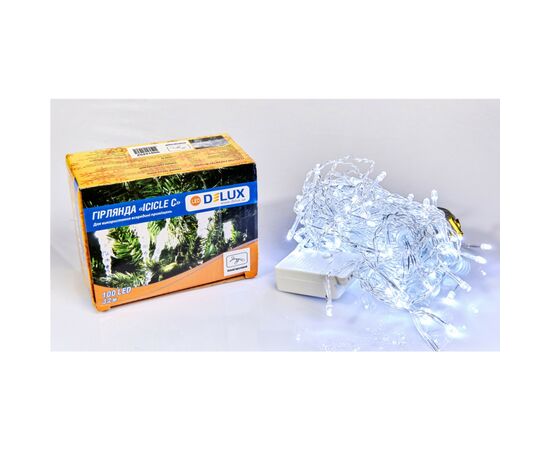 Гирлянда Delux ICICLE С 100LED 3.2х0.7 м Белый/прозрачный IP20 (90015252)