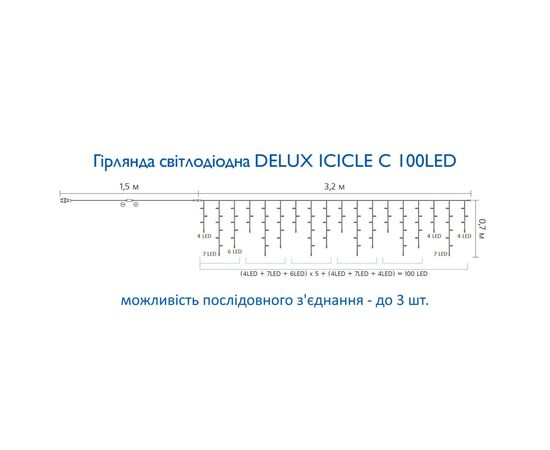 Гирлянда Delux ICICLE С 100 LED 3,2x0,7m синий/прозрачный IP20 (90015253), изображение 4 Гирлянда Delux ICICLE С 100 LED 3,2x0,7m синий/прозрачный IP20 (90015253), изображение 4