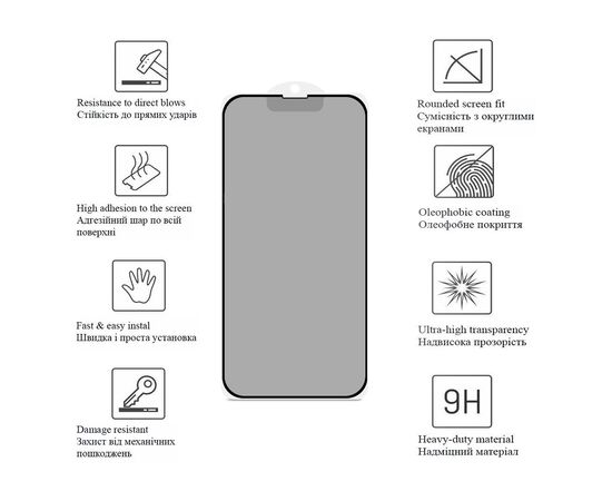 Стекло защитное Drobak Anty Spy Apple iPhone 15 Pro (Black) (292934), изображение 4 Стекло защитное Drobak Anty Spy Apple iPhone 15 Pro (Black) (292934), изображение 4