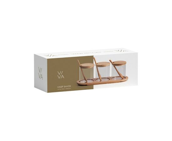 Емкость для сыпучих продуктов Viva Bamboo Набір 3 х 350 мл підставка+ложка (R350/4), изображение 2 Емкость для сыпучих продуктов Viva Bamboo Набір 3 х 350 мл підставка+ложка (R350/4), изображение 2