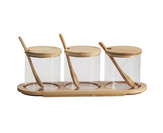 Емкость для сыпучих продуктов Viva Bamboo Набір 3 х 350 мл підставка+ложка (R350/4)