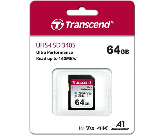 Карта памяти Transcend 64GB SD class 10 UHS-I U3 4K (TS64GSDC340S), изображение 2 Карта памяти Transcend 64GB SD class 10 UHS-I U3 4K (TS64GSDC340S), изображение 2