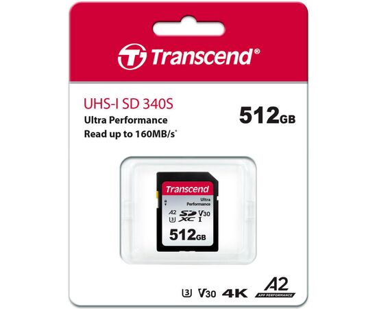 Карта памяти Transcend 512GB SD class 10 UHS-I U3 4K (TS512GSDC340S), изображение 2 Карта памяти Transcend 512GB SD class 10 UHS-I U3 4K (TS512GSDC340S), изображение 2