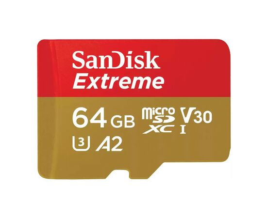 Карта памяти SanDisk 64GB microSD class 10 UHS-I U3 V30 Extreme (SDSQXAH-064G-GN6MN)