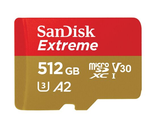 Карта памяти SanDisk 512GB microSD class 10 UHS-I U3 V30 Extreme (SDSQXAV-512G-GN6MA), изображение 2 Карта памяти SanDisk 512GB microSD class 10 UHS-I U3 V30 Extreme (SDSQXAV-512G-GN6MA), изображение 2