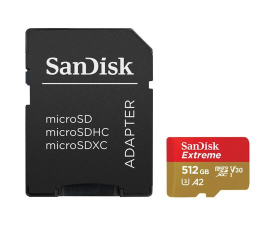 Карта памяти SanDisk 512GB microSD class 10 UHS-I U3 V30 Extreme (SDSQXAV-512G-GN6MA)