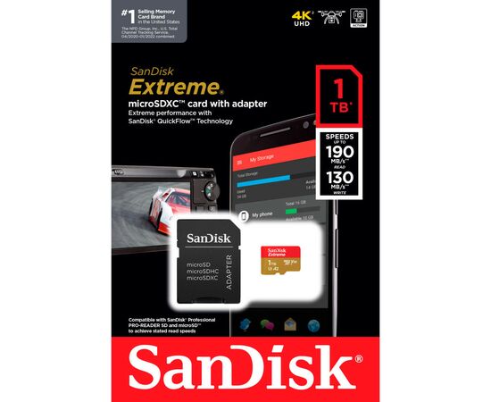 Карта памяти SanDisk 1TB microSD class 10 UHS-I U3 V30 Extreme (SDSQXAV-1T00-GN6MA), изображение 5 Карта памяти SanDisk 1TB microSD class 10 UHS-I U3 V30 Extreme (SDSQXAV-1T00-GN6MA), изображение 5