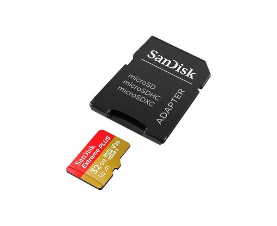 Карта памяти SanDisk 32GB microSD class 10 V30 Extreme PLUS (SDSQXBG-032G-GN6MA), изображение 4 Карта памяти SanDisk 32GB microSD class 10 V30 Extreme PLUS (SDSQXBG-032G-GN6MA), изображение 4