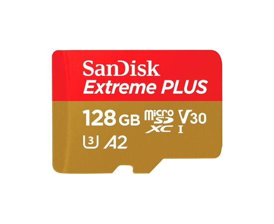 Карта памяти SanDisk 128GB microSD class 10 V30 Extreme PLUS (SDSQXBD-128G-GN6MA), изображение 2 Карта памяти SanDisk 128GB microSD class 10 V30 Extreme PLUS (SDSQXBD-128G-GN6MA), изображение 2