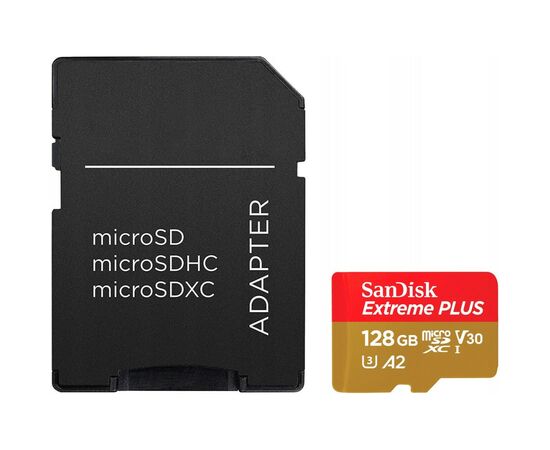 Карта памяти SanDisk 128GB microSD class 10 V30 Extreme PLUS (SDSQXBD-128G-GN6MA)