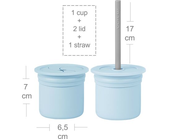 Поильник-непроливайка MinikOiOi Sip+Snack - Mineral Blue / Powder Grey (101100109), изображение 2 Поильник-непроливайка MinikOiOi Sip+Snack - Mineral Blue / Powder Grey (101100109), изображение 2