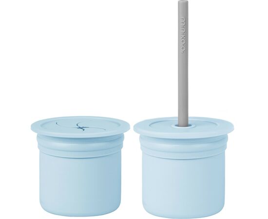 Поильник-непроливайка MinikOiOi Sip+Snack - Mineral Blue / Powder Grey (101100109)