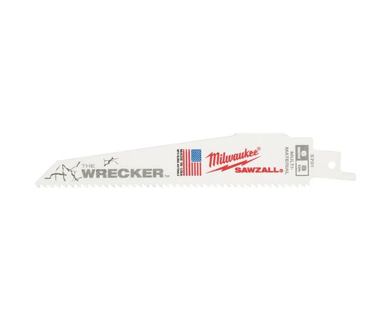 Полотно Milwaukee для шабельної пили, WRECKER 150мм, крок 3,6/2,3мм, 5шт, метал, деревина (48005701)