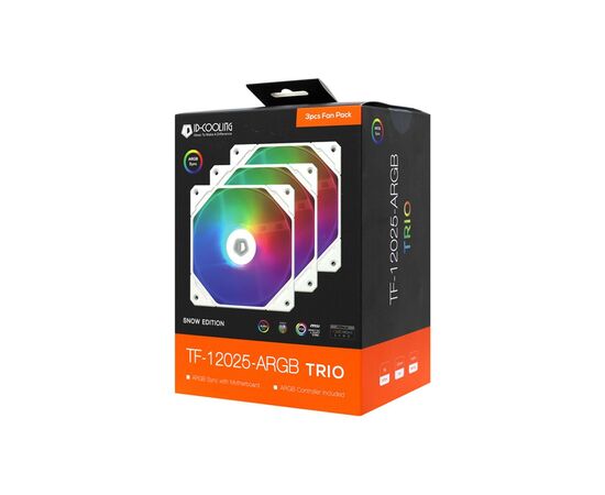 Кулер для корпуса ID-Cooling TF-12025-ARGB-TRIO-SNOW, изображение 8 Кулер для корпуса ID-Cooling TF-12025-ARGB-TRIO-SNOW, изображение 8